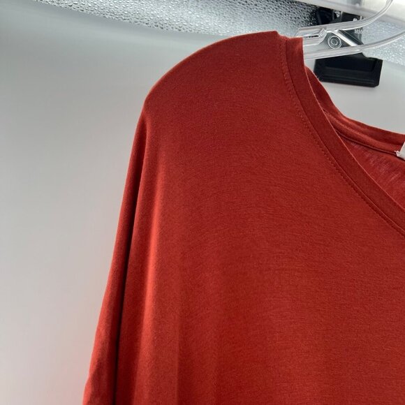 Double Zero Womens V-Neck Short Sleeve Tee Burnt Orange Size Small - Picture 3 of 9